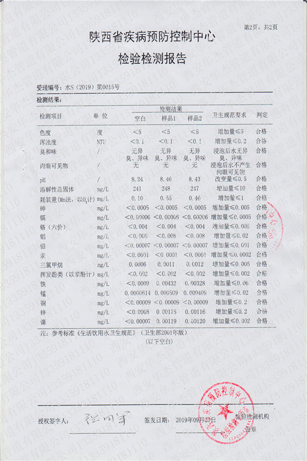 水質(zhì)檢測(cè)報(bào)告管材